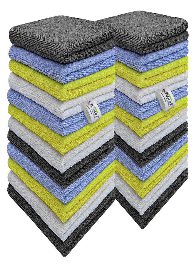 SOFTSPUN Microfiber Cleaning Cloths, 24 pcs 40x40cms 280GSM Multicolor! Highly Absorbent Lint and Streak Free Multi Purpose Wash Cloth for Kitchen Car Window Stainless Steel Silverware. - Image 1